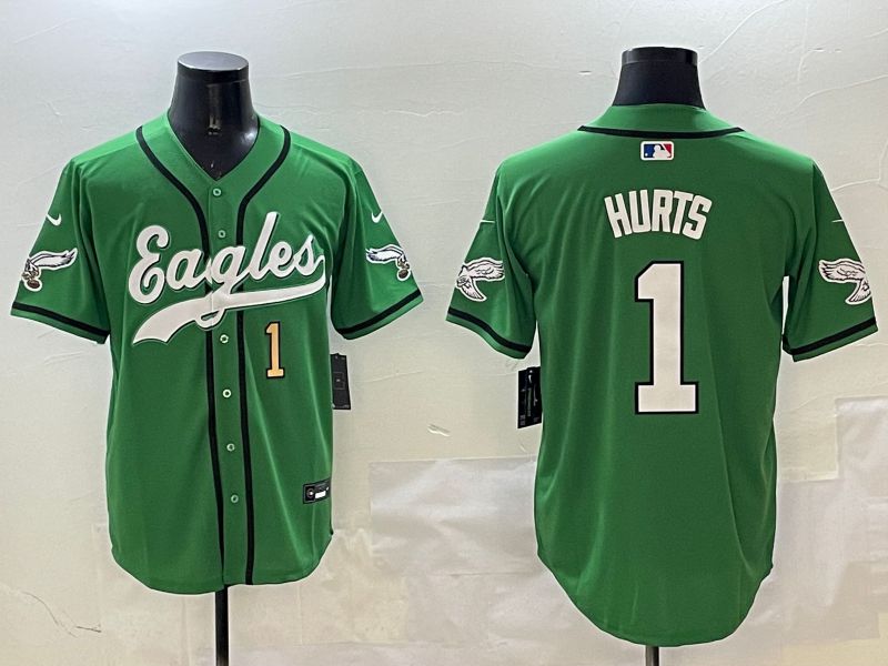 Men Philadelphia Eagles #1 Hurts Green three generations Jointly Name 2025 Nike Limited NFL Jersey style 12